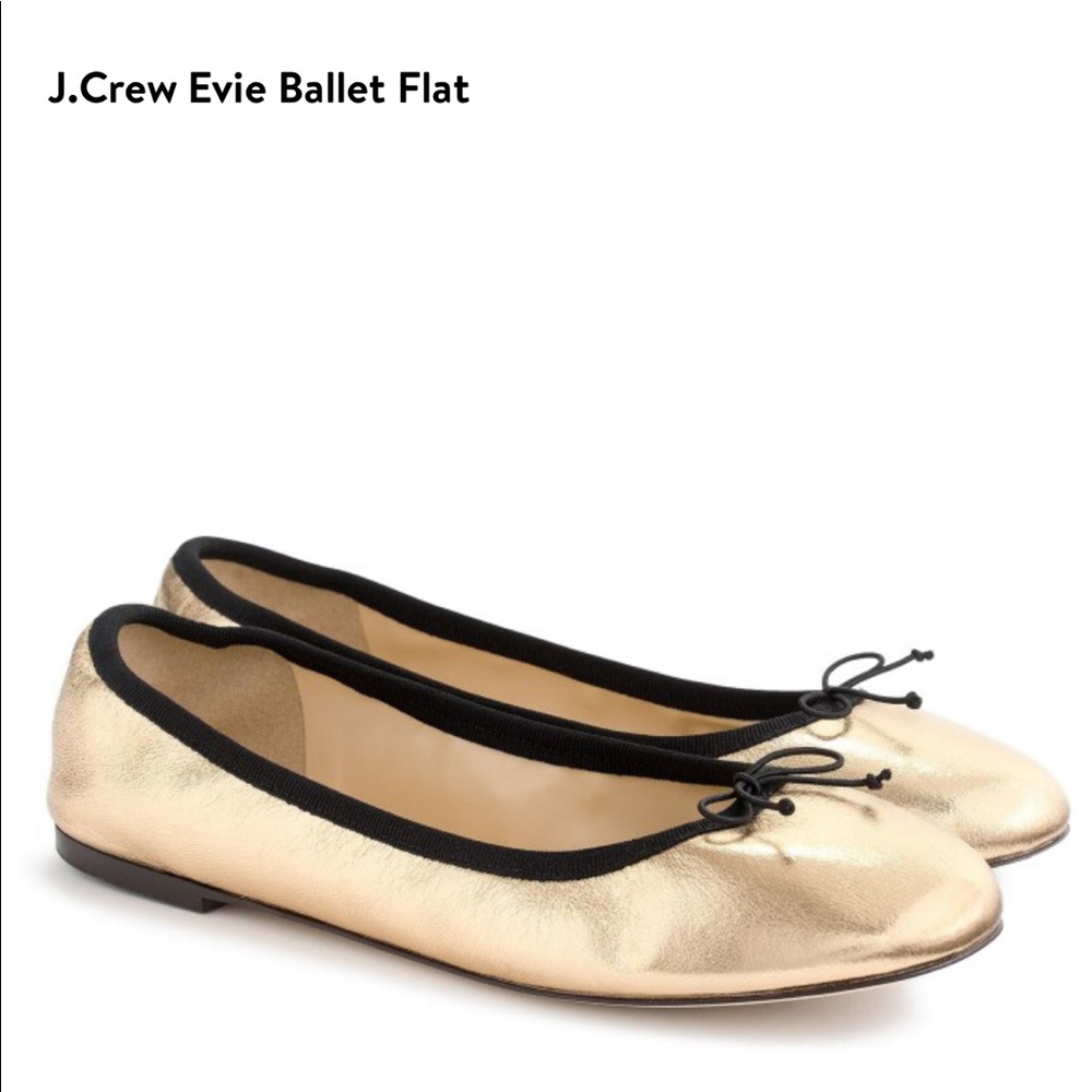 J crew gold ballet flats “Evie Ballet Flats”